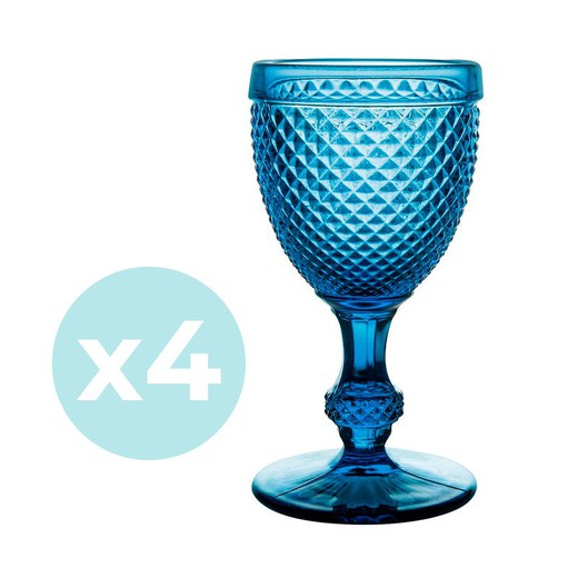 Pack of 4 Blue Bicos Water Glasses, Ø8.8x17cm