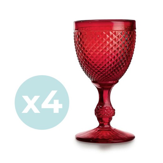 Confezione da 4 bicchieri d'acqua Bicos rossi, Ø8,8x17cm