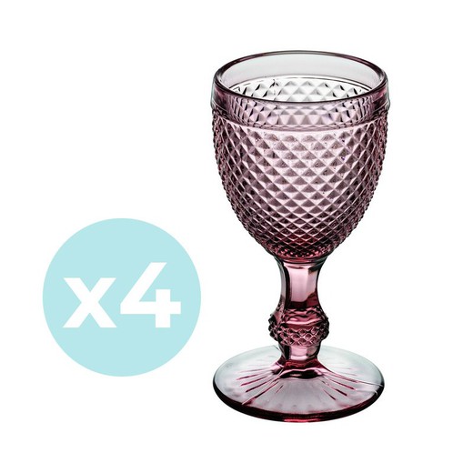 Confezione da 4 bicchieri da acqua Bicos rosa, Ø8,8x17cm