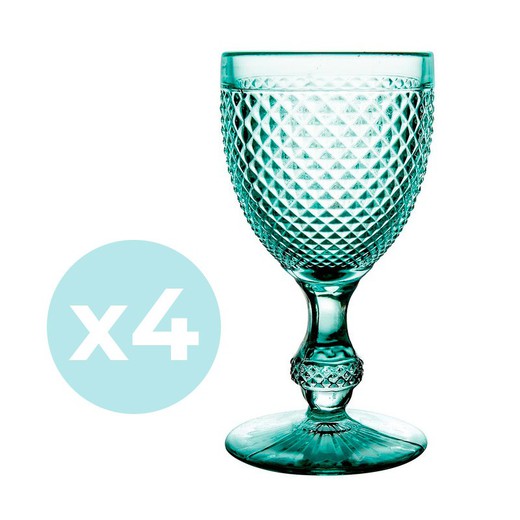 Pack of 4 Mint Green Bicos Water Glasses, Ø8,8x17cm