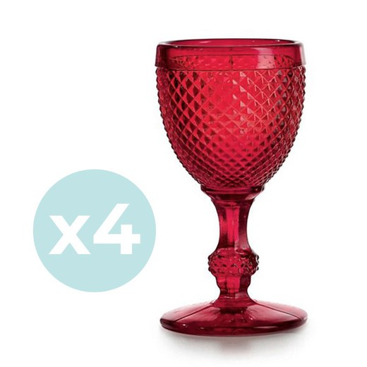 Zestaw 4 czerwonych szklanek do likieru Bicos, Ø 5,2 x 10,1 cm