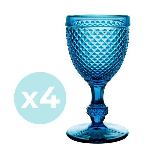 Förpackning med 4 Bicos blå rödvinsglas, Ø7,7x15,3cm