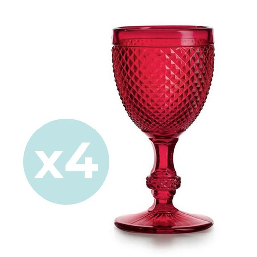 Förpackning med 4 Bicos röda rödvinsglas, Ø7,7x15,3cm