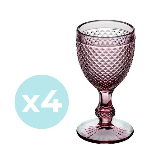 Συσκευασία με 4 ποτήρια κρασιού Bicos Rosa Red, Ø7,7x15,3 cm