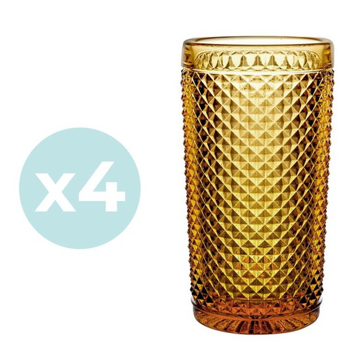 Confezione da 4 bicchieri highball color ambra, Ø7,5x13,9 cm
