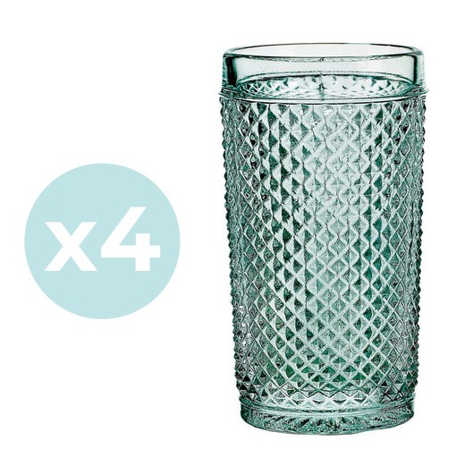 Packung mit 4 Minzgrünen Highball-Gläsern von Bicos, Ø 7,5 x 13,9 cm