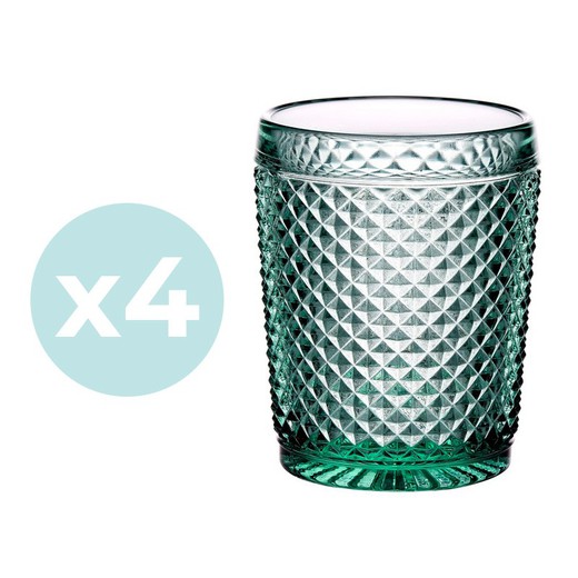 Packung mit 4 Minzgrünen Bicos Niedrigen Gläsern, Ø8,6x10,7cm