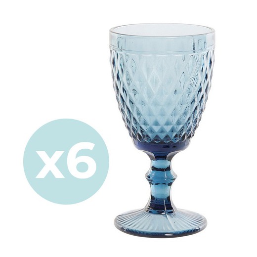 Zestaw 6 kryształowych szklanek do wody w kolorze niebieskim | Dni
