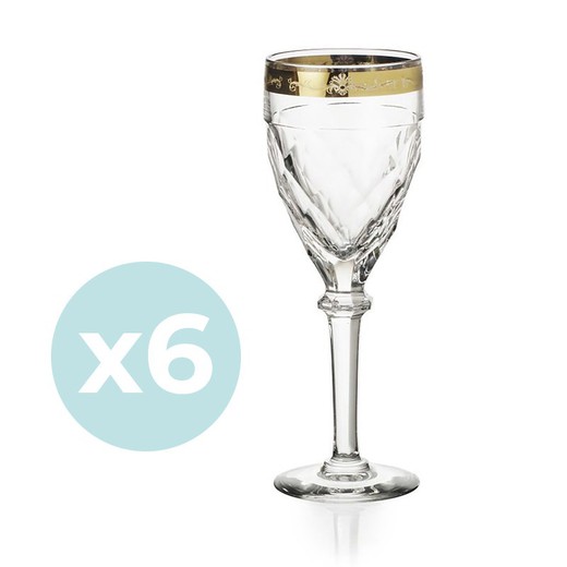 Pacote de 6 copos de água cristal dourado | Palácio Ouro