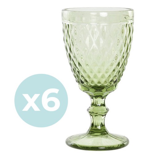 Pack of 6 glass water glasses in green | Days