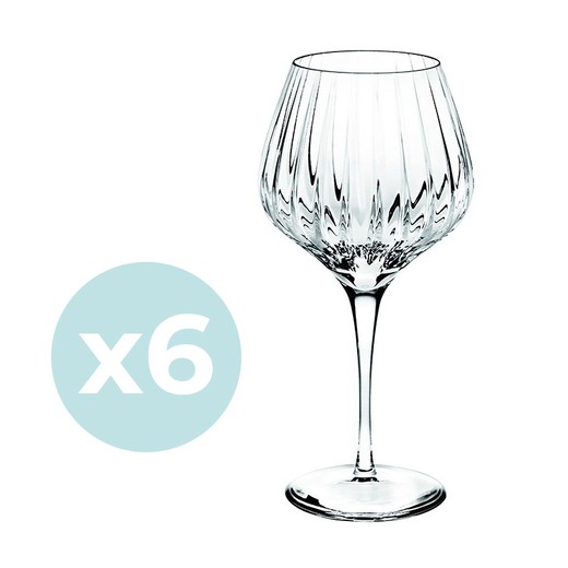 Confezione da 6 bicchieri da vino in cristallo trasparente | Fantasia