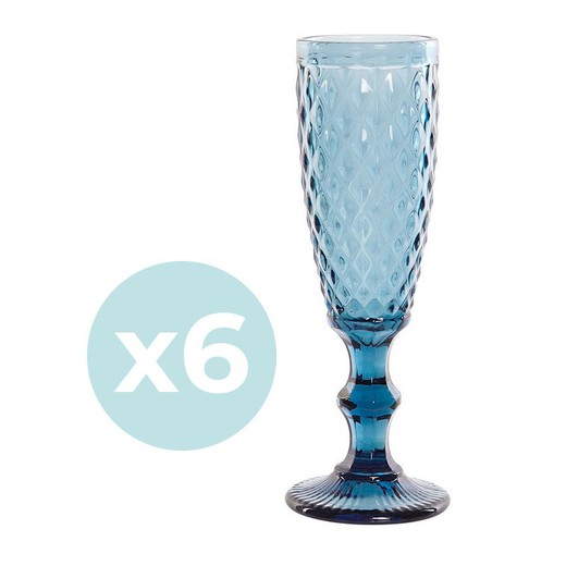 Pack of 6 blue crystal flute glasses | Days