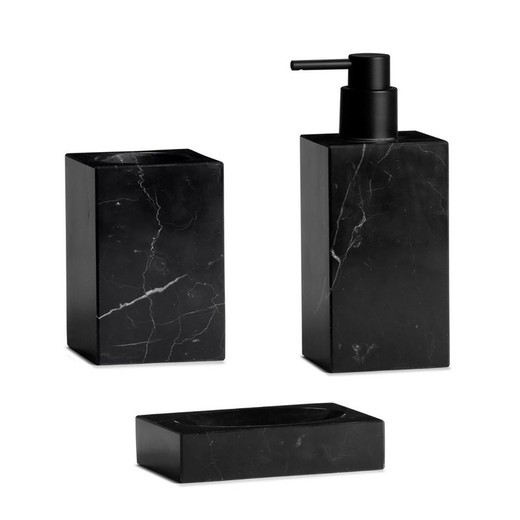 Dispensador de mármol negro, 7 x 7 x 18 cm — Qechic