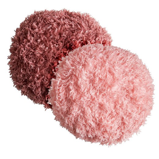 Pack of pink round fur cushions, 2 pieces | asira