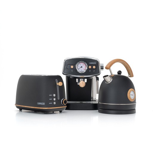 Pack of black appliances, 1 coffee maker + 1 toaster + 1 kettle