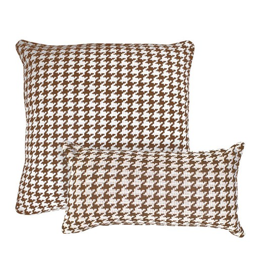 Pack of white and brown houndstooth cushion covers, 2 pieces