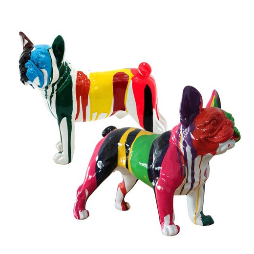 Pack discount de 2 adorables Boston Terriers en polyrésine multicolore