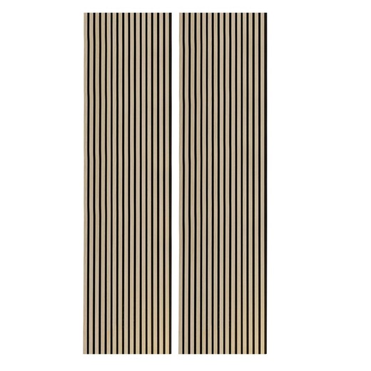 Decorative acoustic panel made of wood in light natural and black, 60 x 2.2 x 240 cm | acoustic sound