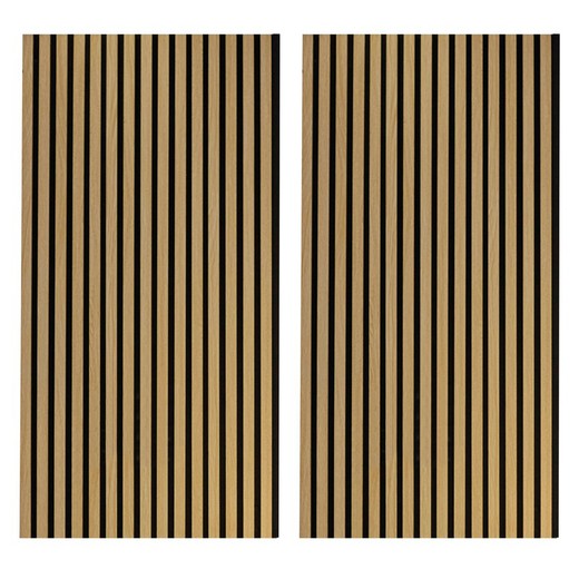 2 Paneles acústicos decorativos de madera en natural y negro, 60 x 2,2 x 120 cm | Acustic sound
