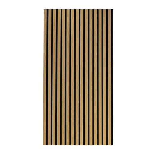 Pannello acustico decorativo in legno naturale chiaro e nero, 60 x 2,2 x 120 cm | suono acustico
