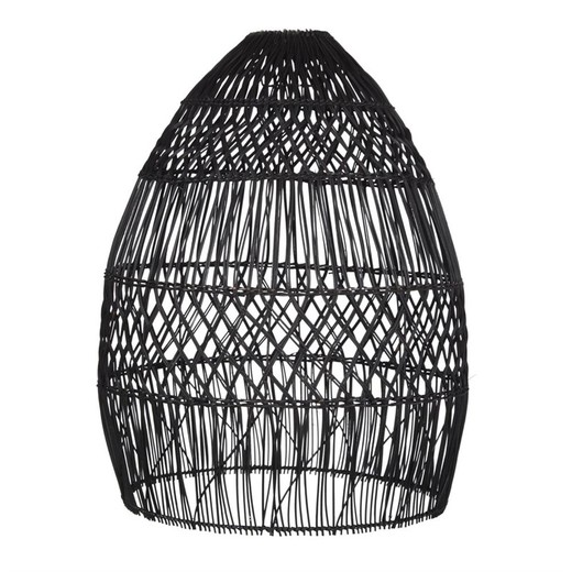 Rotan en metalen lampenkap in zwart, Ø 56 x 70 cm | Jonesy