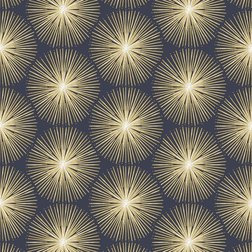 Papel Pintado Kenta 1 Geométrico Azul y Dorado