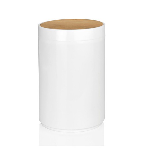 5L White Bamboo Bin, Ø18x26.5cm
