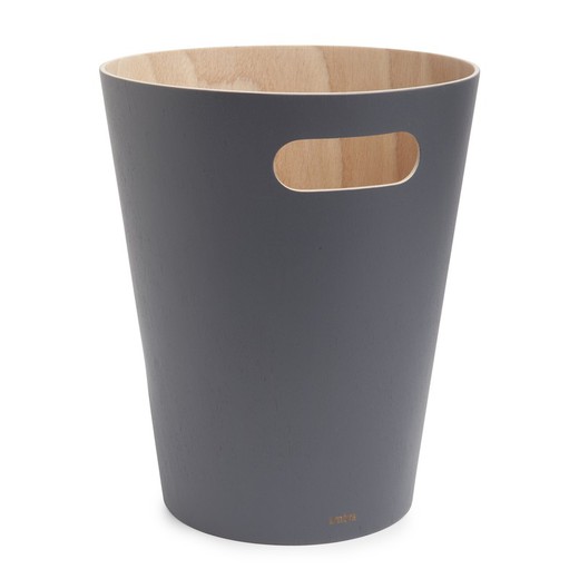 Beech bin in dark gray and natural, Ø 23 x 28 cm | Woodrow