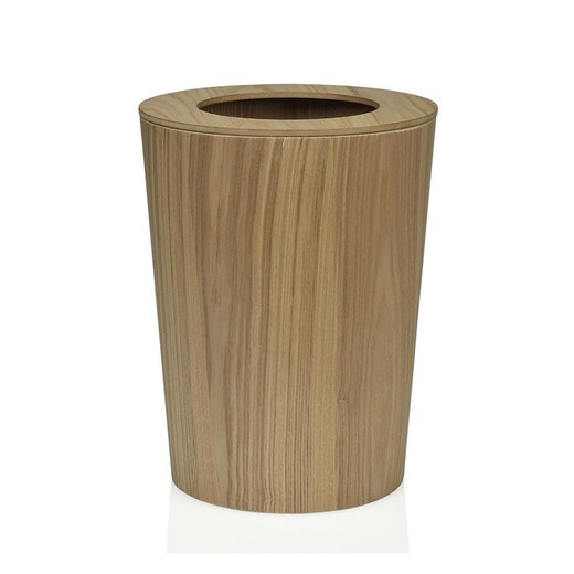 Willow and poplar wood trash can in brown, 23.5 x 23.5 x 30.5 cm