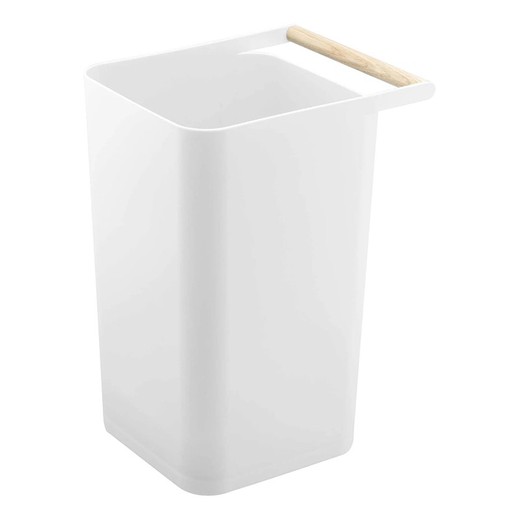 White and natural polypropylene trash can, 24 x 19.5 x 32 cm | As