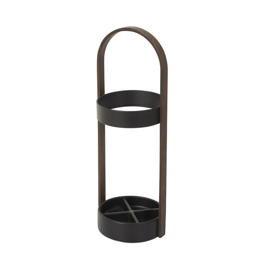 Porta guarda-chuva resina preta e nogueira, 22 x 24 x 68 cm | Bellwood