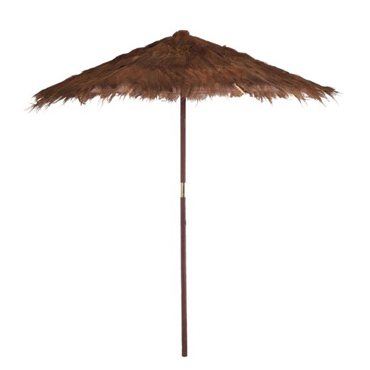 Parasol en bois et feuille de coco L Marron, Ø250x255cm
