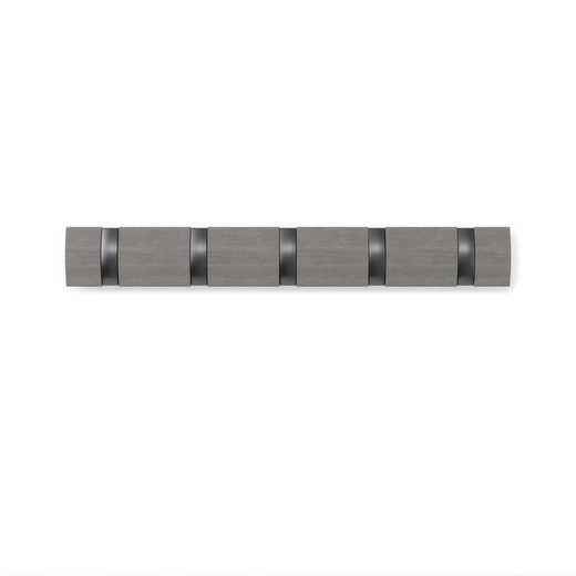 Perchero de pared gris,  51x6x3 cm, 5 ganchos
