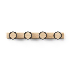 Perchero de pared PICKET con 5 ganchos de madera, 38x4x17 cm — Qechic
