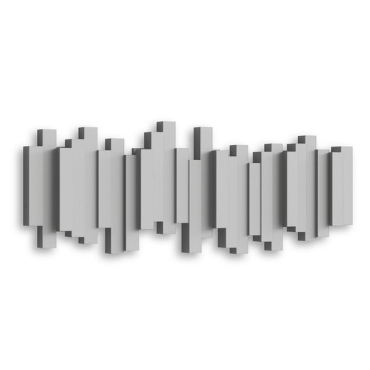 Appendiabiti da parete Stick grigio, 49x18x3 cm, 5 ganci