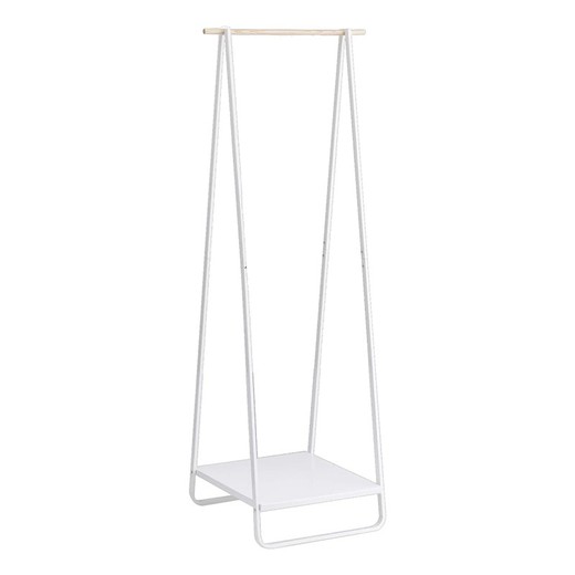 Steel and wood standing coat rack in white and natural, 52 x 47 x 140 cm | Tower