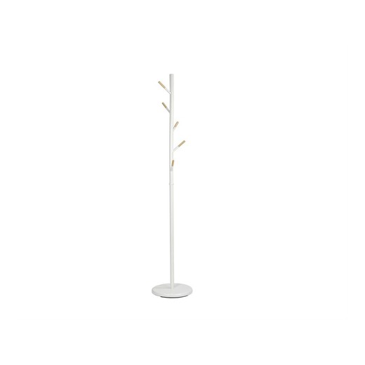 Witte houten kapstok 5 hangers, 28.5x174 cm