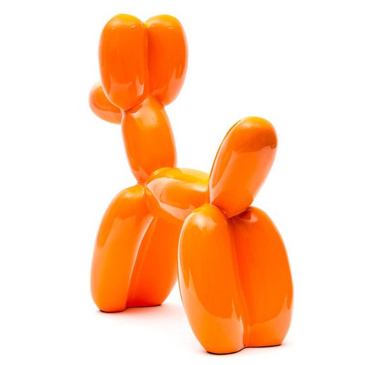 Cão balão laranja polyresin, 41x41x13 cm