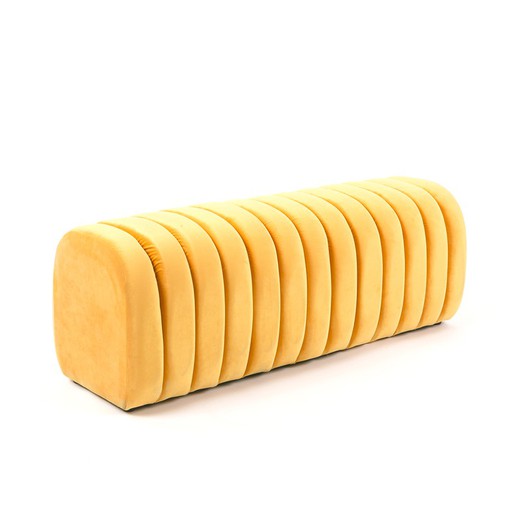Pied de lit Aiko en velours moutarde, 105x36x37 cm