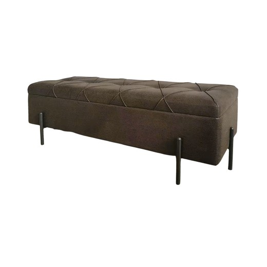 Capitone Rhombus Bed Foot in Brown/Black Leatherette and Metal, 120x40x42 cm