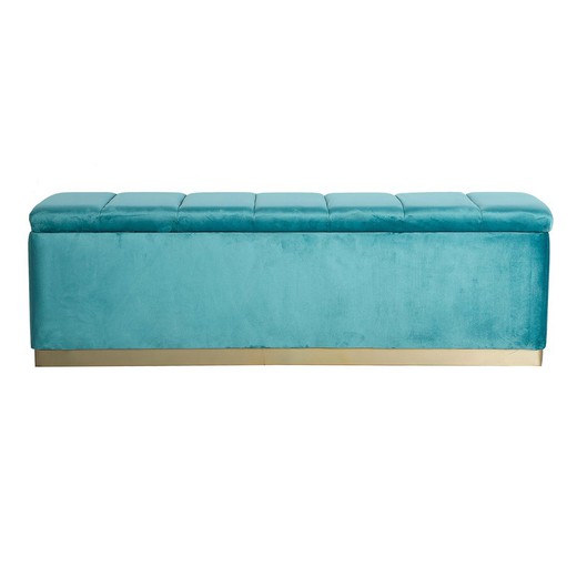 Turquoise velvet footboard, 141 x 40 x 43 cm | sansais