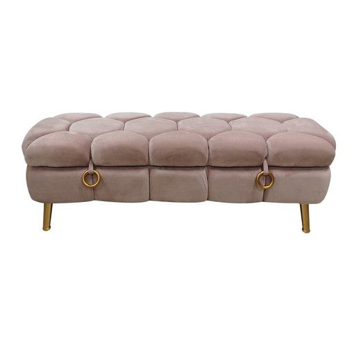Kalevi Pied de lit en velours rose pâle/doré et métal, 120x40x40 cm