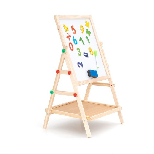 Montessori-style magnetic board made of pine in natural colour, 37x35x65 cm | harvard