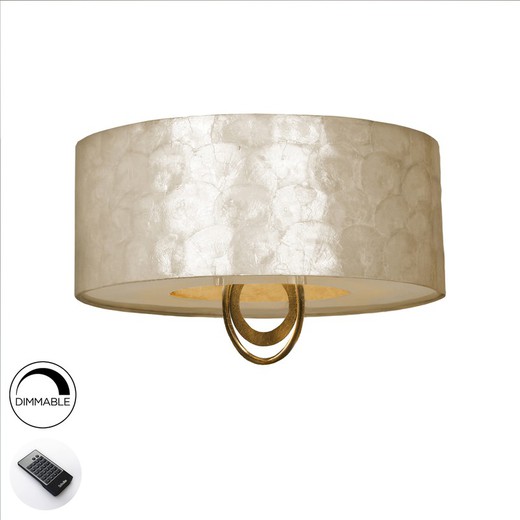 4-light ceiling lamp in Metal, Gold Leaf and Eden White Mother-of-Pearl, Ø55x41cm
