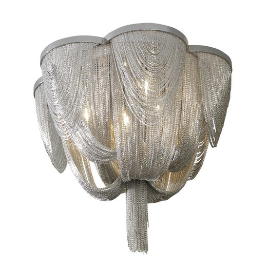 Loftslampe med 6 lys i Silver Metal Minerva, Ø45x30cm