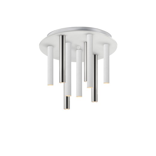 Plafondlamp van 9 Led Metal Rods Zilver / Wit, Ø42x35cm