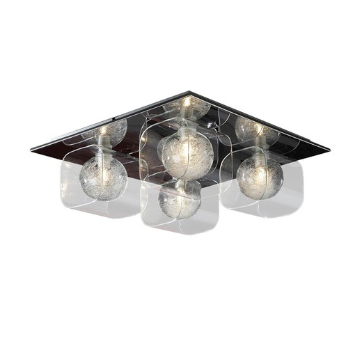 Eclipse Metaal en Glas 4-lichts plafondlamp, 42x42x15cm