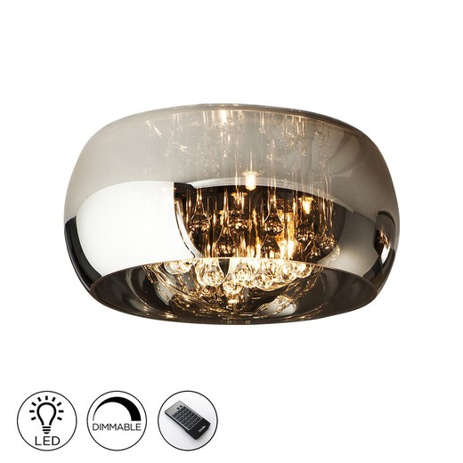 Argos gespiegelde metalen en glazen plafondlamp, Ø40x23cm