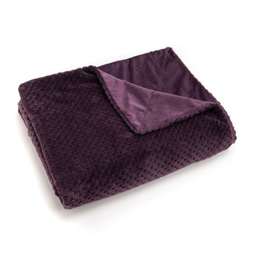 Purple polyester plaid, 130 x 1 x 170 cm | damier