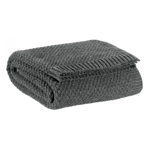 Strickplaid aus recyceltem Polyester in Grau, 160 x 130 cm | Danilo